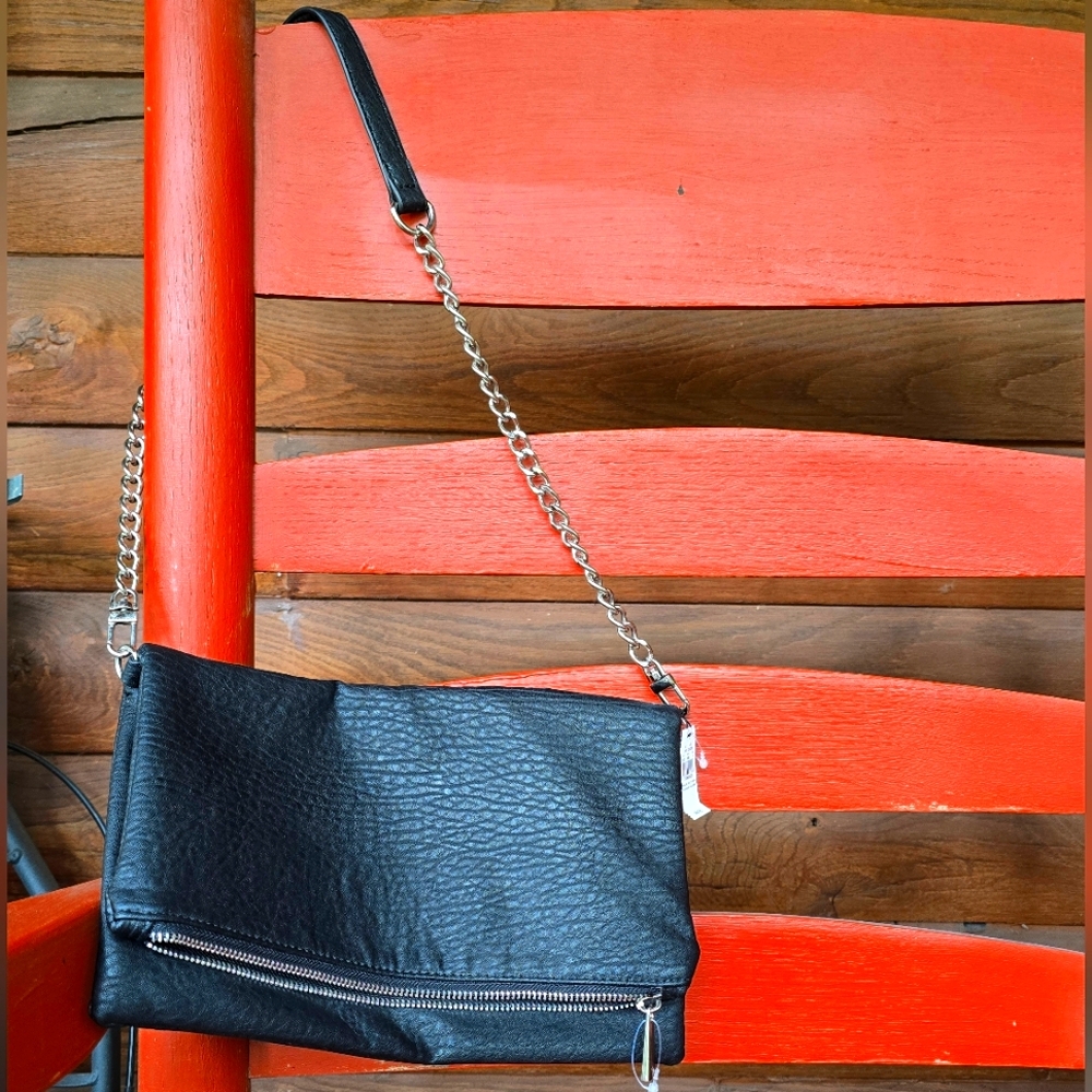 Express Black Faux Leather Shoulder Bag with Chain Strap – NWT